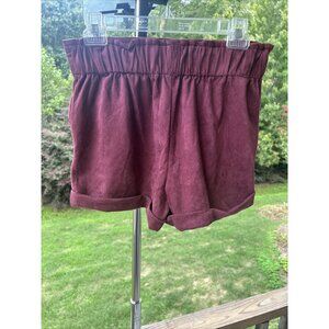 Tgla women’s pull on shorts Paperbag small burgundy so soft Comfort Casual Fun